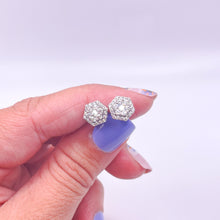 Load image into Gallery viewer, Rhodium Plated Princess CZ Studs
